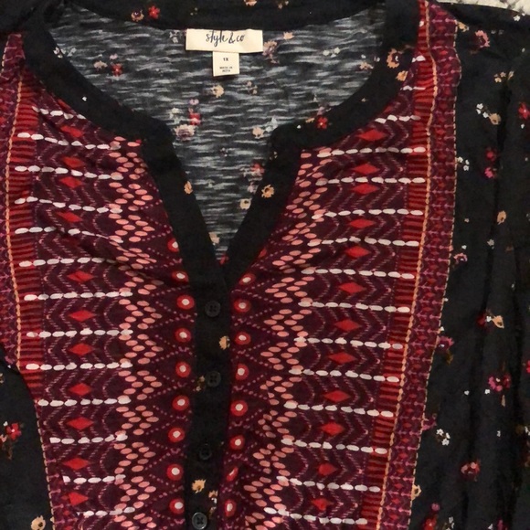 Style & Co. Womens Black Printed Casual Top Shirt - Picture 4 of 6